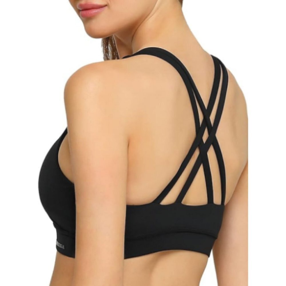 RELLECIGA Women’s Strappy Padded Sports Bra Yoga Bra Tops Small Grey Stone NWT